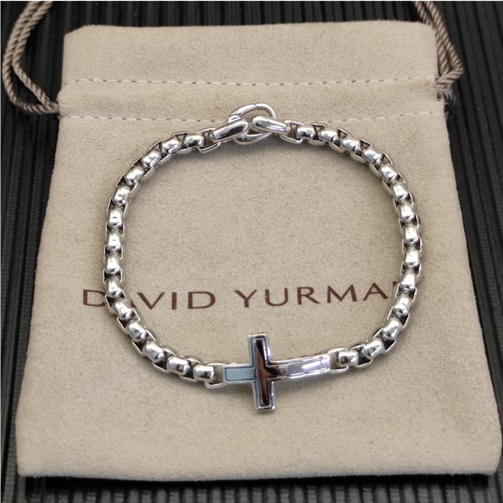 David Yurman Sterling Silver Cross Link Bracelet 5mm